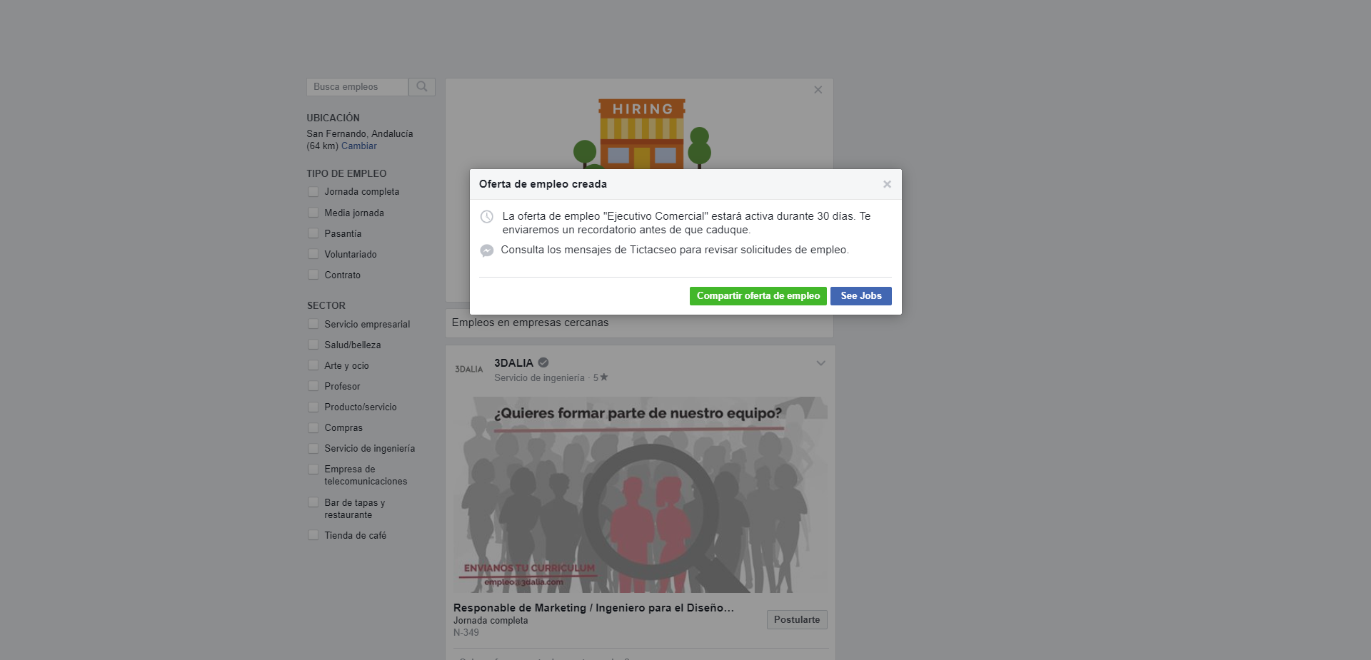 paso 3 para publicar una oferta de empleo en Facebook