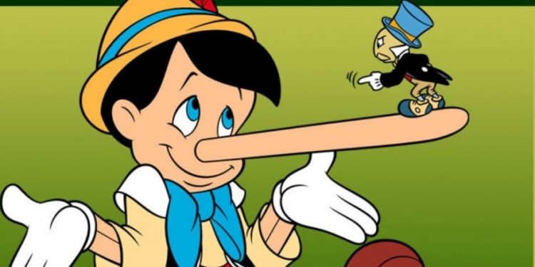 Pinocho miente y le crece la nariz