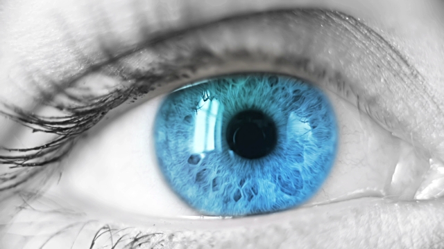 Blue eye. Macro and slow motion.